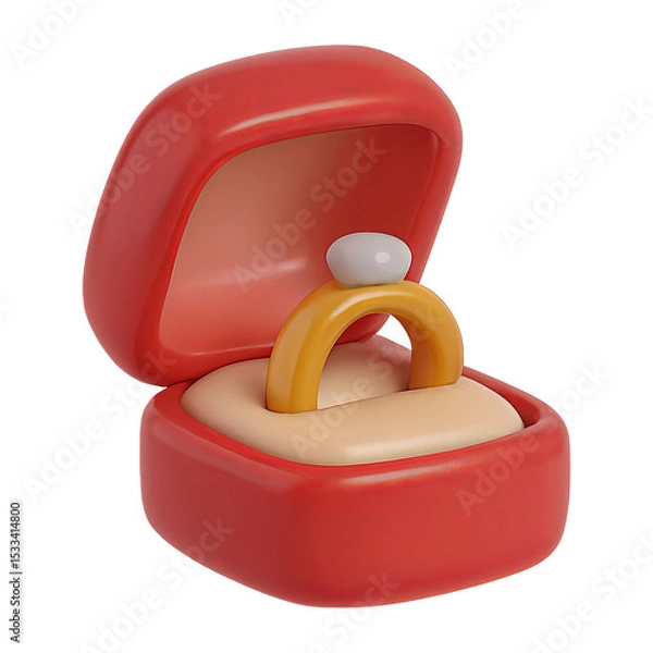 Fototapeta engagement ring box 3d render icon isolated on transparent background cutout