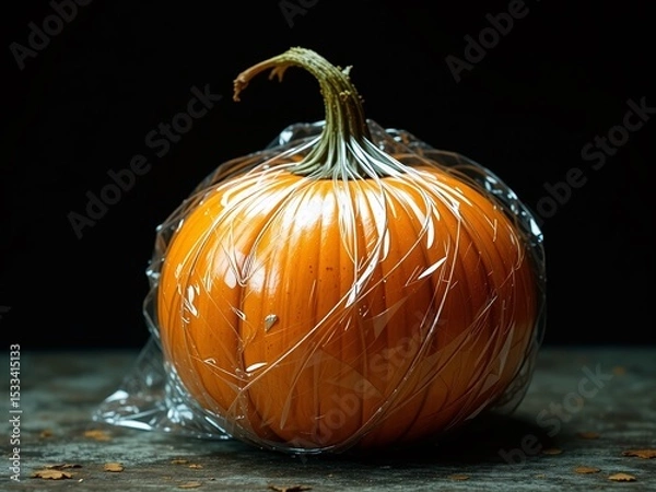 Fototapeta Textured Orange Gourd, Metallic Reflections, Studio Photo