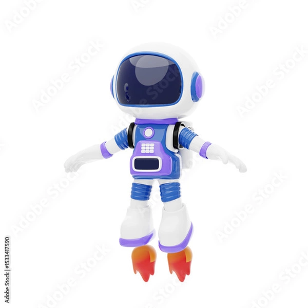 Obraz Astronaut Using A Jetpack 3D Character Illustration.