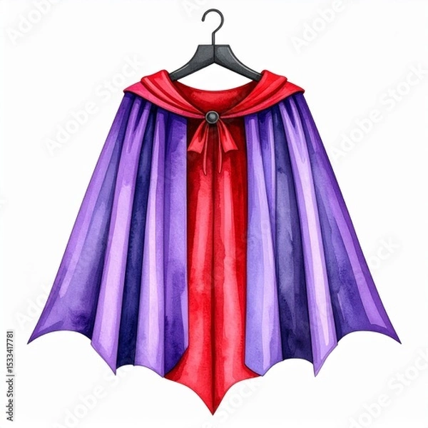 Fototapeta Red And Purple Watercolor Superhero Cape Illustration