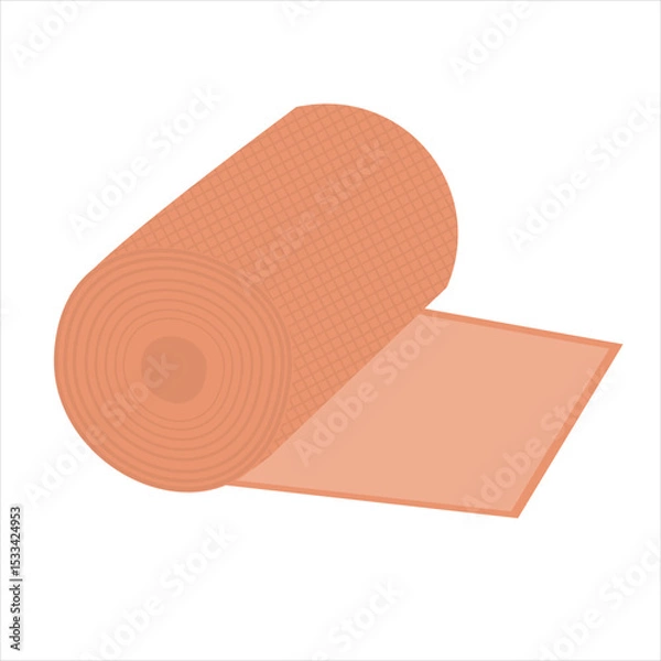 Obraz Elastic adhesive bandage in brown roll,
suitable for wound care and support,
used in first aid and treatment,
medical gear, flat design style.