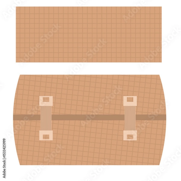 Obraz Rolled elastic bandage in skin color,
with two attached metal fasteners,
used for wounds, doctor treatment,
first aid, flat design style.
