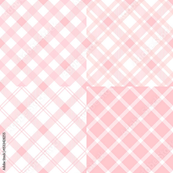 Obraz  Fabric pattern, pink checkered pattern, gift wrapping paper , seamless pattern 