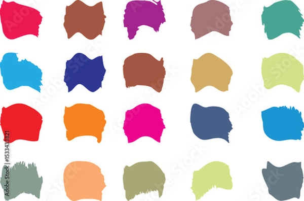 Fototapeta Colorful Ink brush stroke Design element in grunge style. Paintbrush strokes dirty texture artistic design elements. Grimy banner backdrops on white background. Paint color shades. EPS 10 