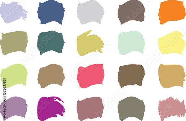 Fototapeta Colorful Ink brush stroke Design element in grunge style. Paintbrush strokes dirty texture artistic design elements. Grimy banner backdrops on white background. Paint color shades. EPS 10 