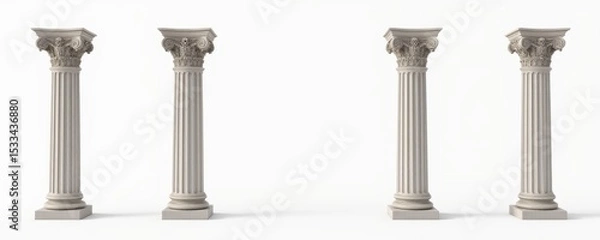 Fototapeta Four Classical Columns on White