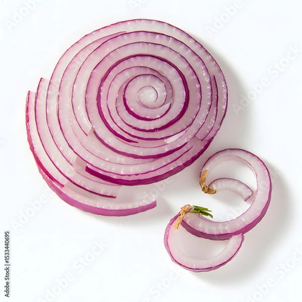 Fototapeta sliced red onion  isolated on white background. Ai Generated Images