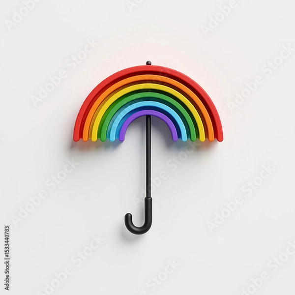 Obraz Rainbow umbrella 3d render illustration