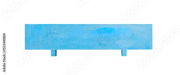 Fototapeta Big blue concrete sign frame with rectangle patterns and small pole isolated on white background , clipping path