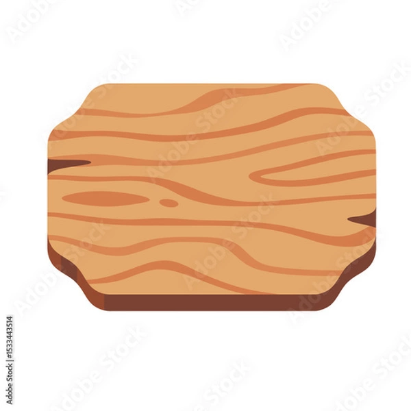 Obraz Wooden Cutting Board Illustration with Natural Grain Pattern on White Background