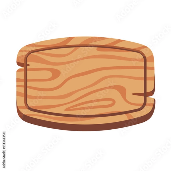 Obraz Wooden Cutting Board with Natural Grain Pattern on White Background for Kitchen and Culinary Use