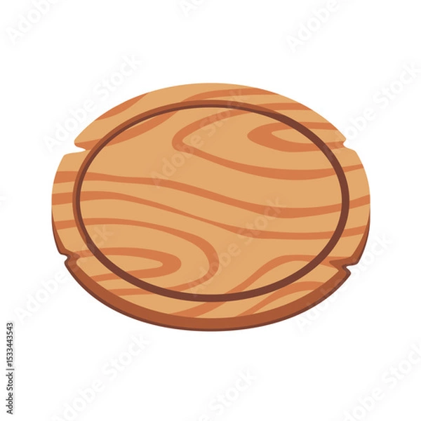 Obraz Wooden Cutting Board with Natural Grain Pattern on White Background for Kitchen and Culinary Use