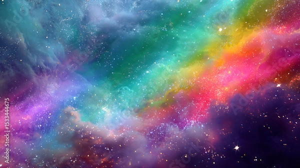 Fototapeta Universe with shining psychedelic colored stars