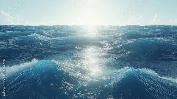 Fototapeta Abstract Wavy Sea Water Texture Background Deep Blue Ocean Surface