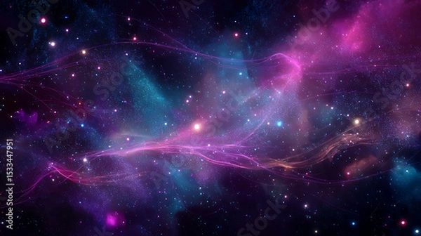 Fototapeta Universe with shining psychedelic colored stars