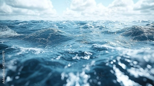 Fototapeta Vibrant Ocean Waves Under a Cloudy Sky During Daytime Natural Light