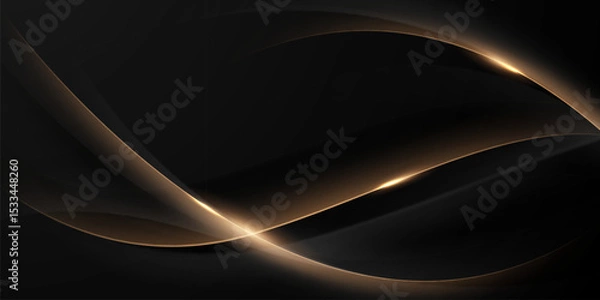 Obraz Black background with a luxurious gold effect. Vector illustration