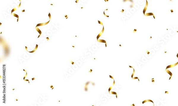 Obraz Celebration background with gold zigzag confetti falling, vector illustration