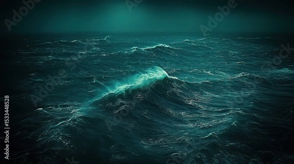 Fototapeta Dark Teal Ocean Water Wave Close Up Surface Nobody