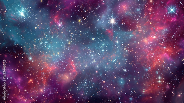 Fototapeta Universe with shining psychedelic colored stars