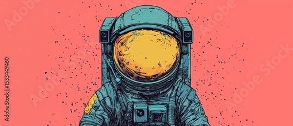 Fototapeta Minimalist Astronaut Design with Embroidery and Oshare Kei Style