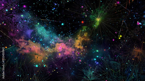 Fototapeta Universe with psychedelic and beautiful stars