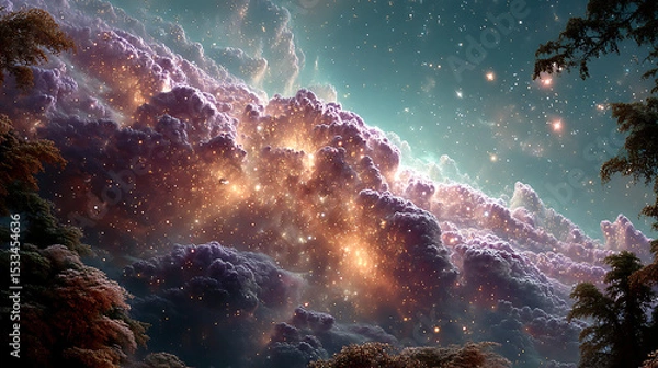 Fototapeta Universe with psychedelic and beautiful stars