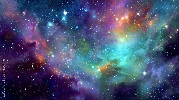 Fototapeta Universe with psychedelic and beautiful stars