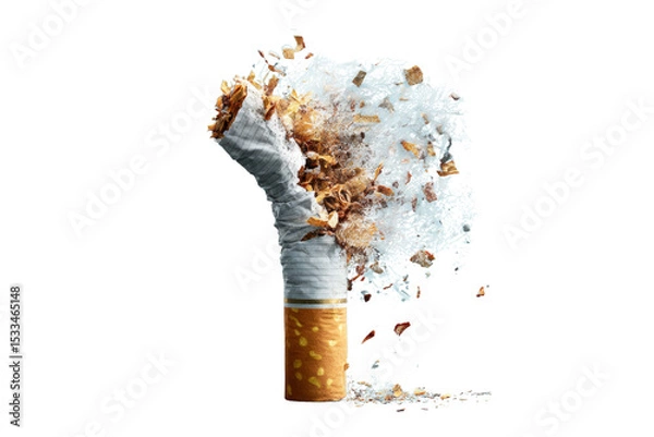 Obraz A cigarette is blown out and the ashes are scattered around it