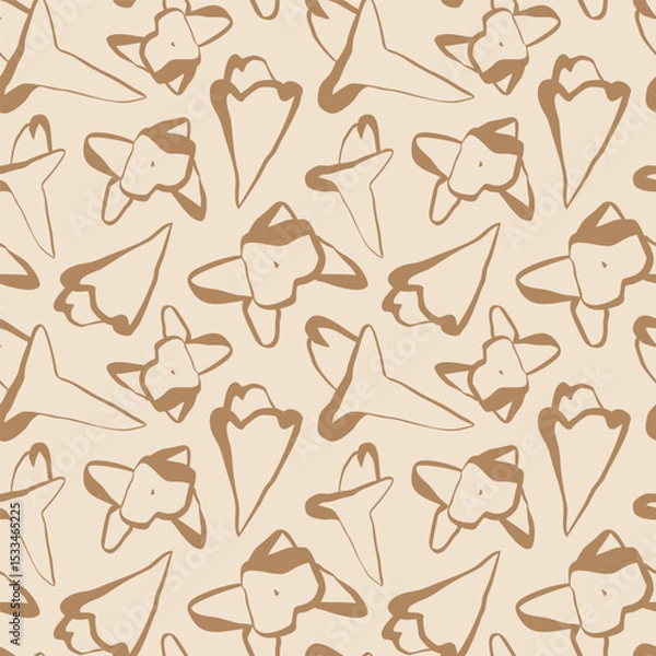 Fototapeta Botanical seamless pattern with warm brown clove flowers on soft beige background for wrapping and textile