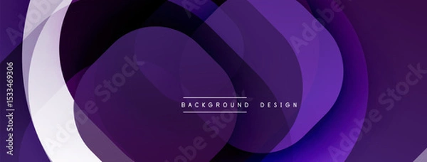 Fototapeta Abstract purple layers create flowing dynamic background. Modern design features subtle gradients, smooth curves, text overlay.