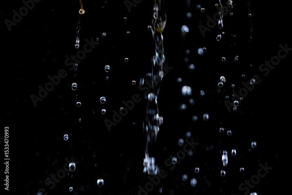 Fototapeta Water Droplets Falling on a Dark Background with Amazing Clarity