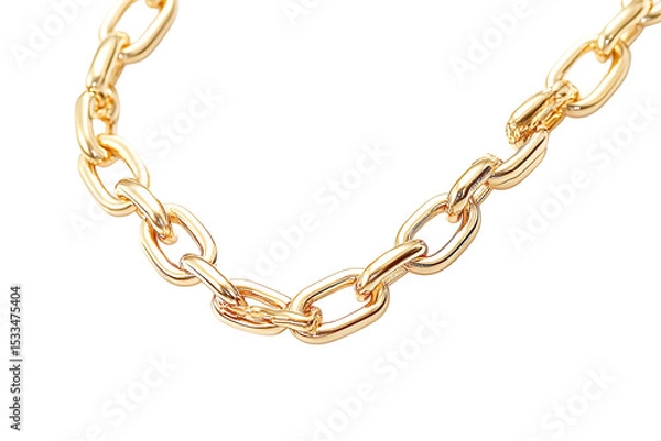 Fototapeta Close-up of a gold chain necklace, isolated on transparent background, showcasing its luxurious and elegant design.