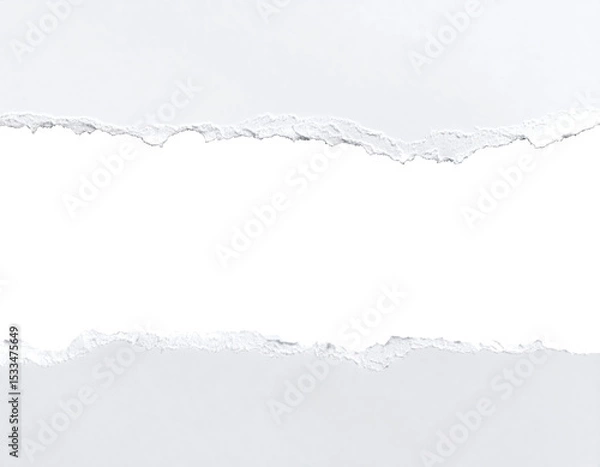 Fototapeta top and bottom paper torn in middle cutout on transparent png clipping path