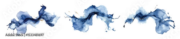 Fototapeta Abstract watercolor blue shape on white background. Color splashing stain vector