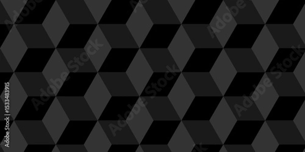 Obraz Abstract square black grid tiles cubic wall  geometric square shape backdrop texture. cube seamless wall and floor vector diamond hexagon triangle wallpaper background.	