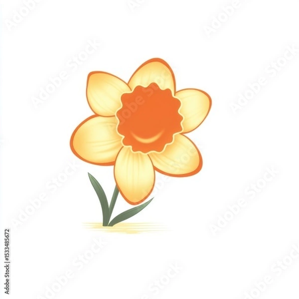 Fototapeta Spring bloom vibrant daffodil illustration nature scene digital art whimsical environment close-up view