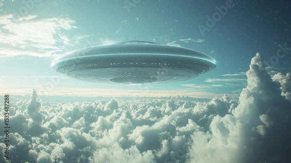 Obraz ufo in the clouds on earth