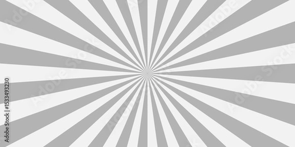 Obraz Retro abstract explosion white and gray vintage ray sunrise star sunbeam texture background. vector illustration circle light banner cartoon add design.	