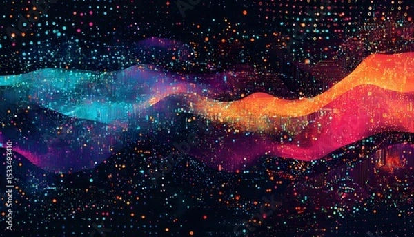 Fototapeta Colorful abstract digital wave pattern.