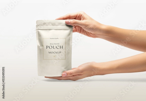 Fototapeta Stand-Up Pouch Mockup with Hands