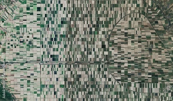 Obraz High-Resolution Aerial View of Agricultural Patterns and Land Impact