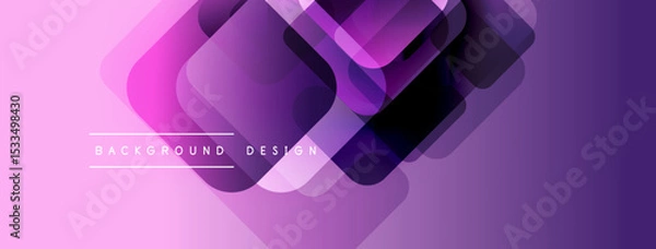 Fototapeta Abstract geometric shapes overlap, creating vibrant purple gradient. Modern design elements suggest technology, innovation. Minimalist style.