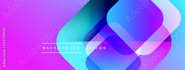 Fototapeta Abstract vibrant background. Overlapping shapes create dynamic visual effect. Gradient colors blend smoothly, modern design element.