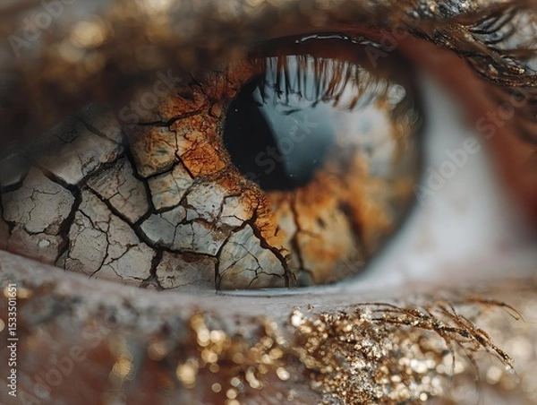 Obraz An artistic close-up of a textured and expressive human eye.