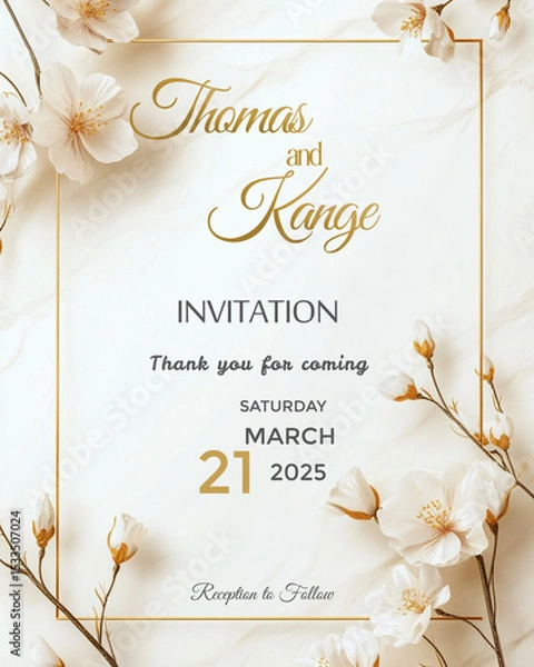 Obraz wedding invitation card with flowers
