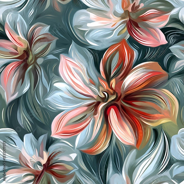 Obraz Seamless tile patterns combining cultural, modern, and botanical inspirations for commercial vector.
