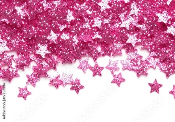 Obraz Pink background with shiny, glittery stars, in pastel pink colors, vector illustration, a cute background for a Valentine's Day card design