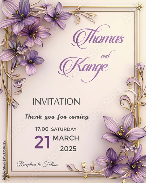 Obraz wedding invitation card with flowers