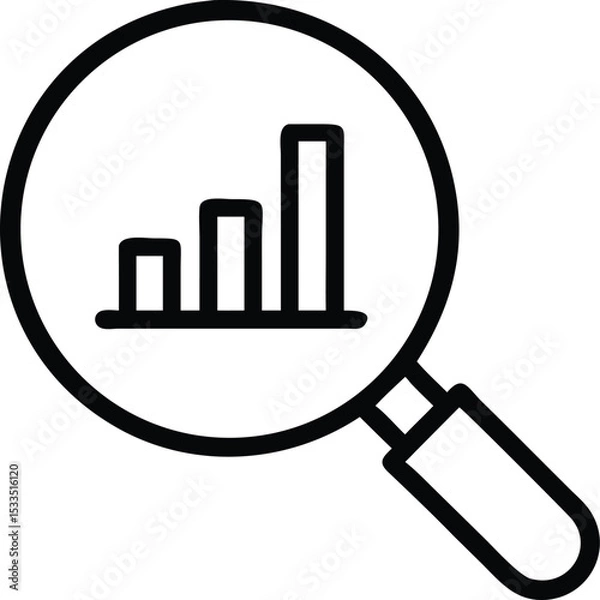 Obraz magnifying glass and graph chart icon